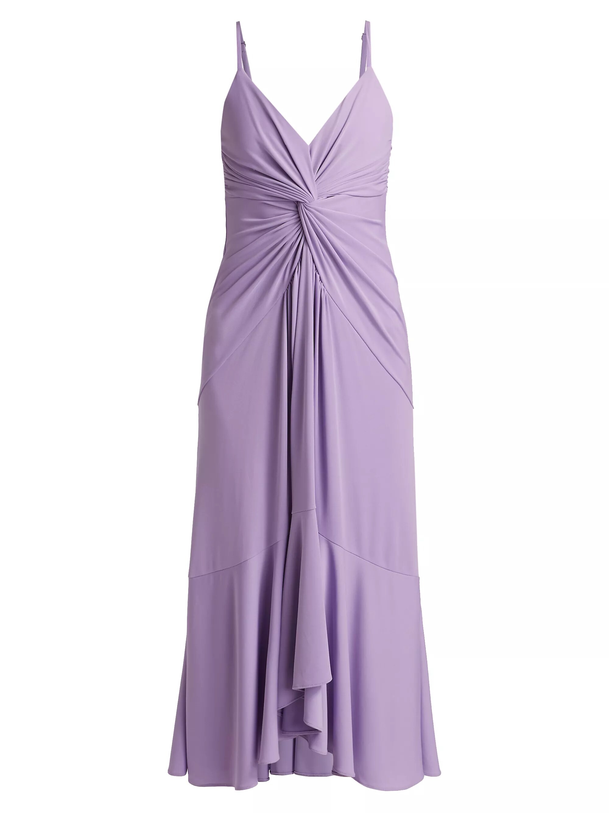 Susan Twist-Front Tulip Hem Midi-Dress