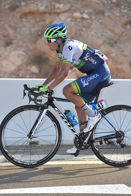 Esteban Chaves (Orica GreenEdge) on the final climb of stage 3 of the Abu Dhabi Tour