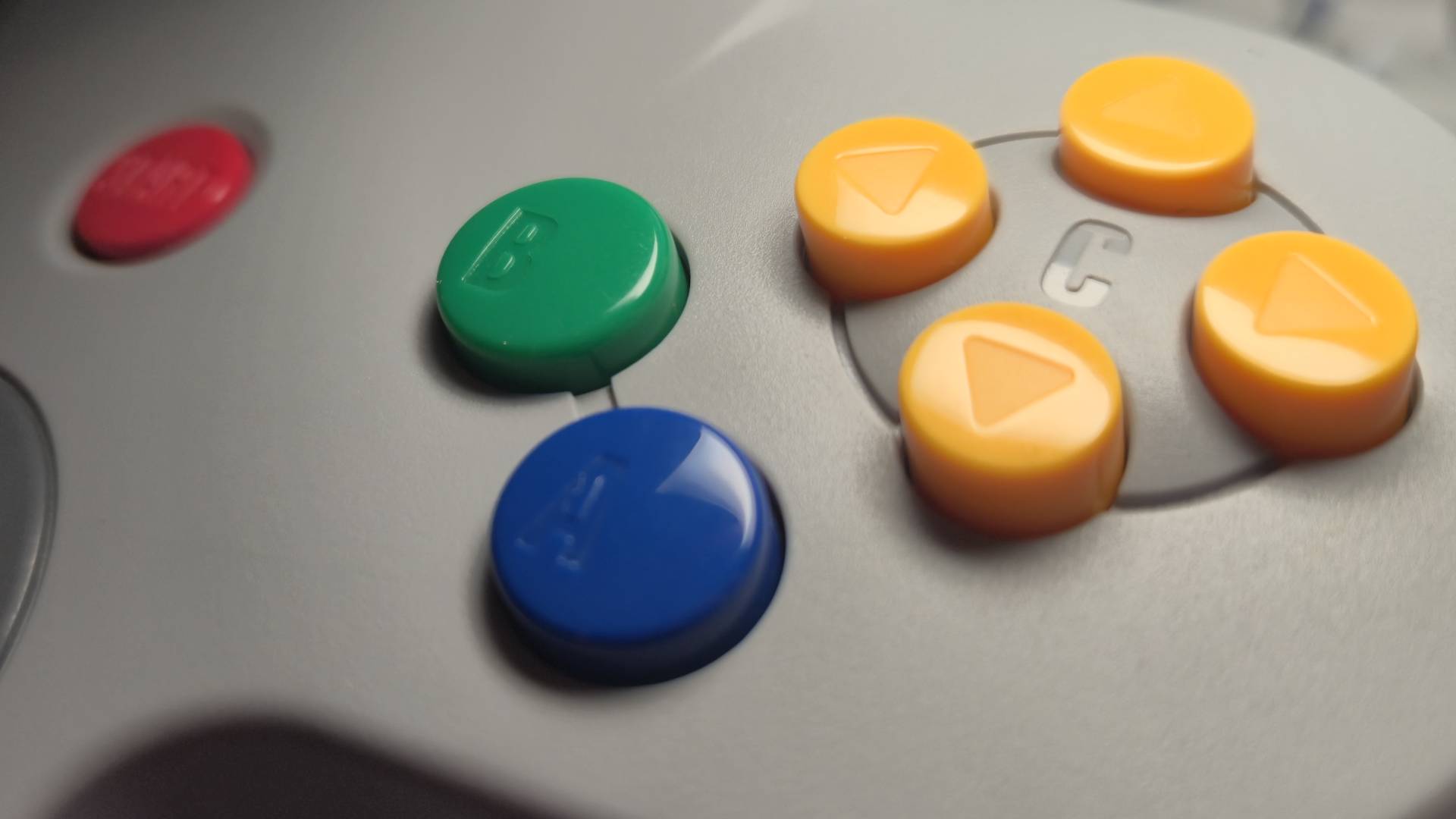 Close up of the c-buttons of the NSO N64 controller.