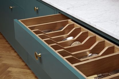 kitchen drawer with wood dividers