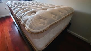 Our Saatva RX mattress after setup during the early part of our review process
