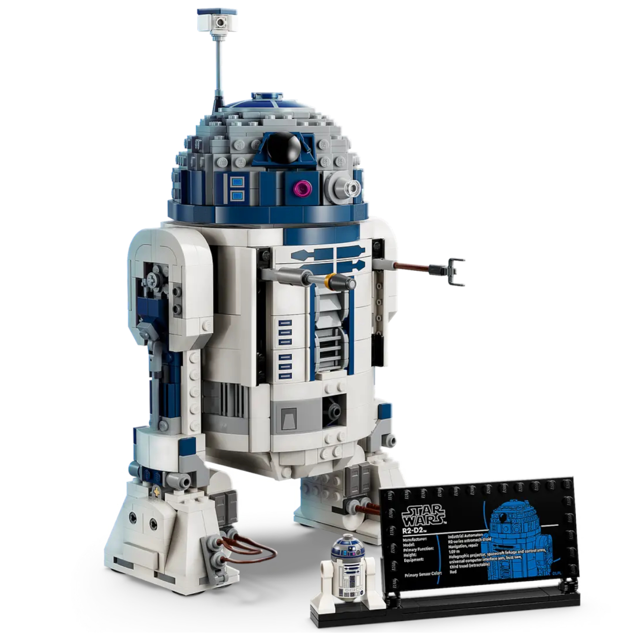 Lego R2-D2 kit on a plain background