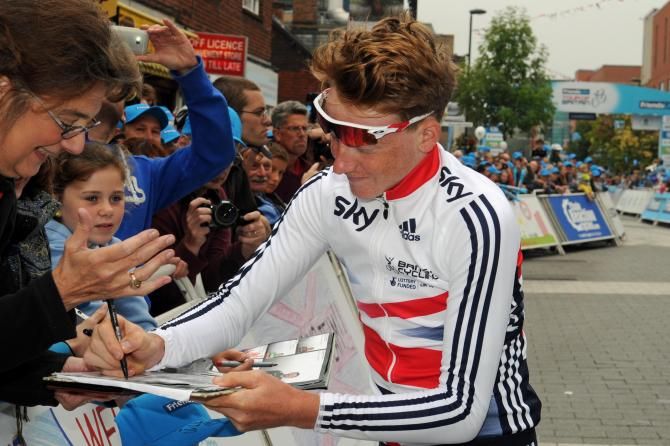 Tao Geoghegan at the start of stage 7 of the Tour of Britain