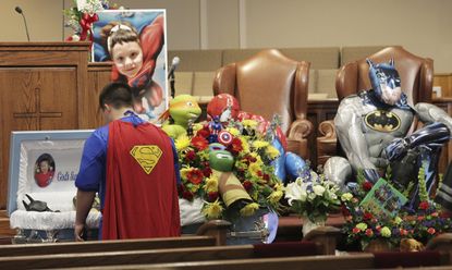 Jacob Hall's superhero-themed funeral.