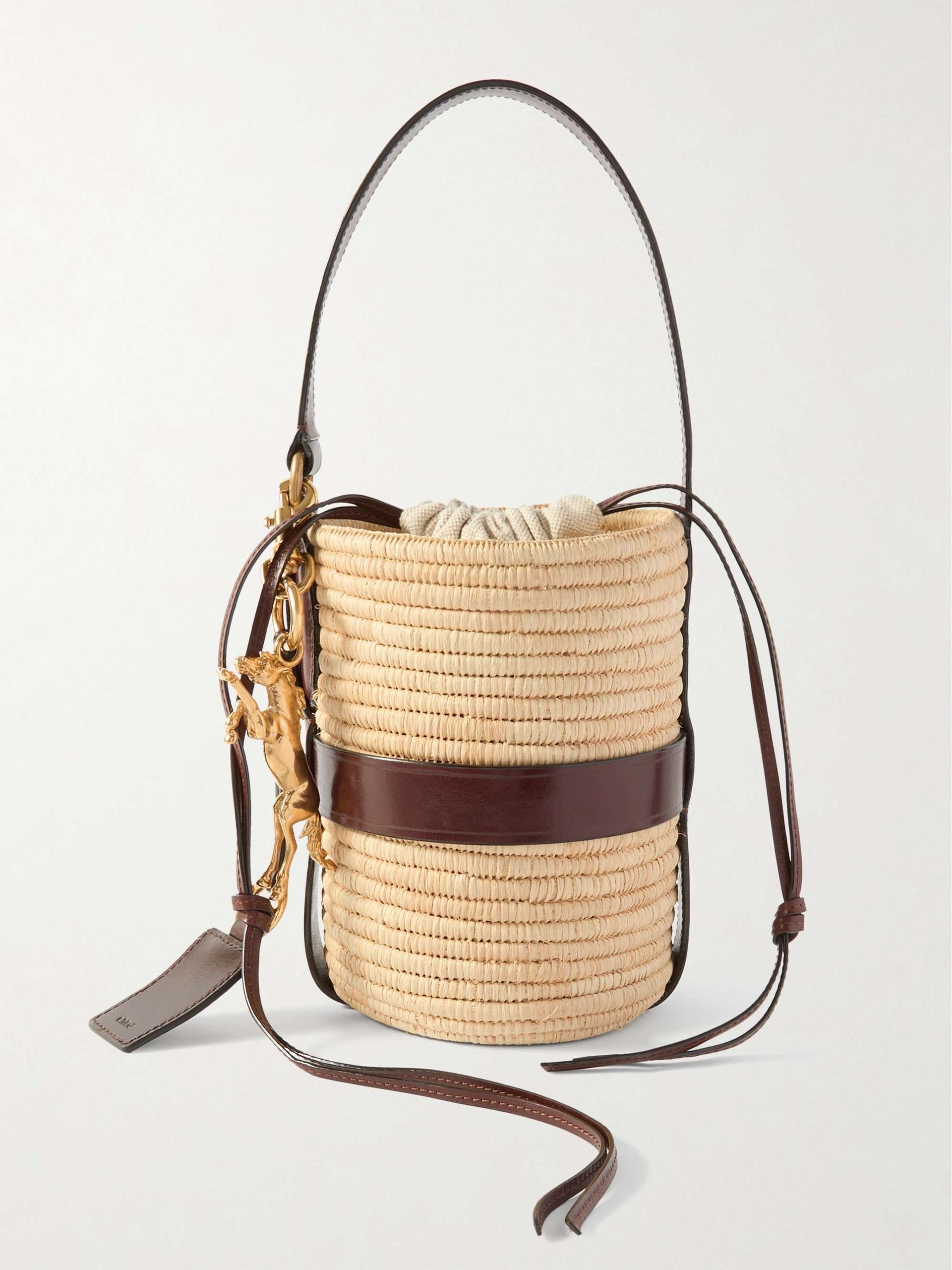 Kerala 25 Embellished Leather-Trimmed Faux Raffia Tote