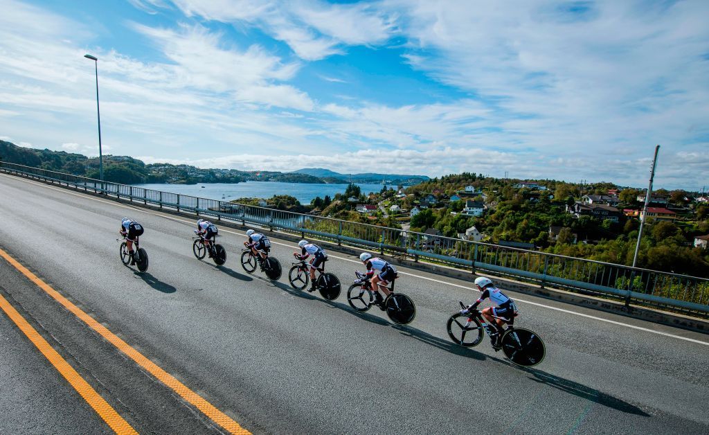 Team Sunweb en route to a gold medal in the World Championship women's TTT
