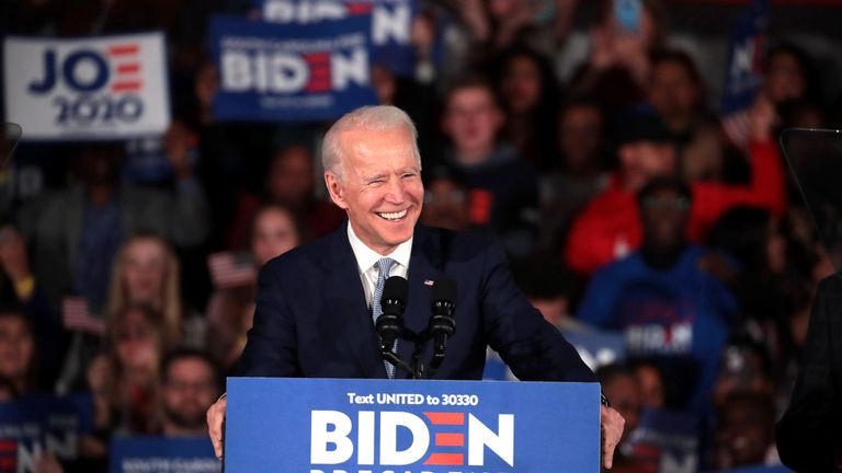 democratic presidential candidate joe biden holds south carolina primary night event in columbia