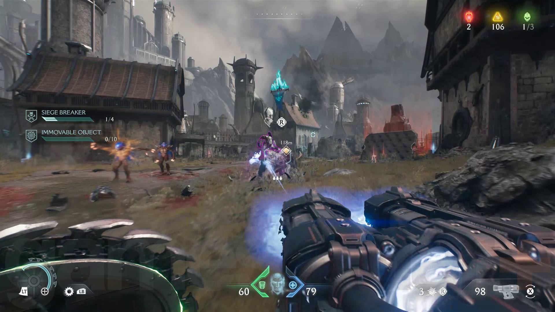 Doom The Dark Ages firing plasma cycler at demons