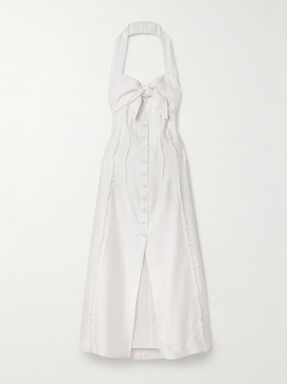 Brylie Frayed Tencel™ Lyocell-Blend Halterneck Midi Dress