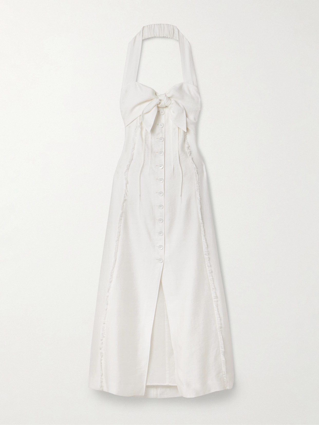 Brylie Frayed Tencel™ Lyocell-Blend Halterneck Midi Dress