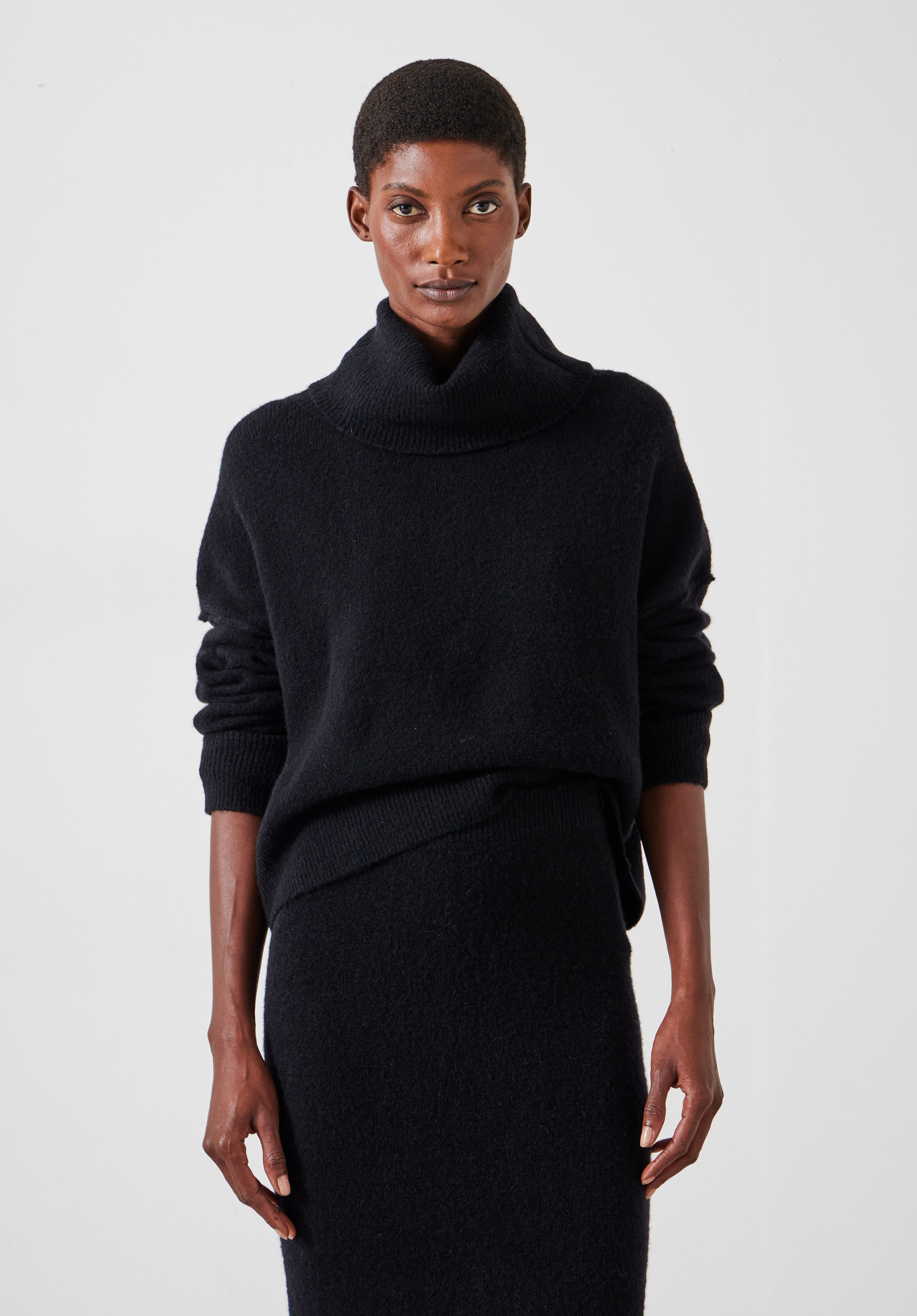 Meryl Wool Blend Cropped Roll Neck Jumper