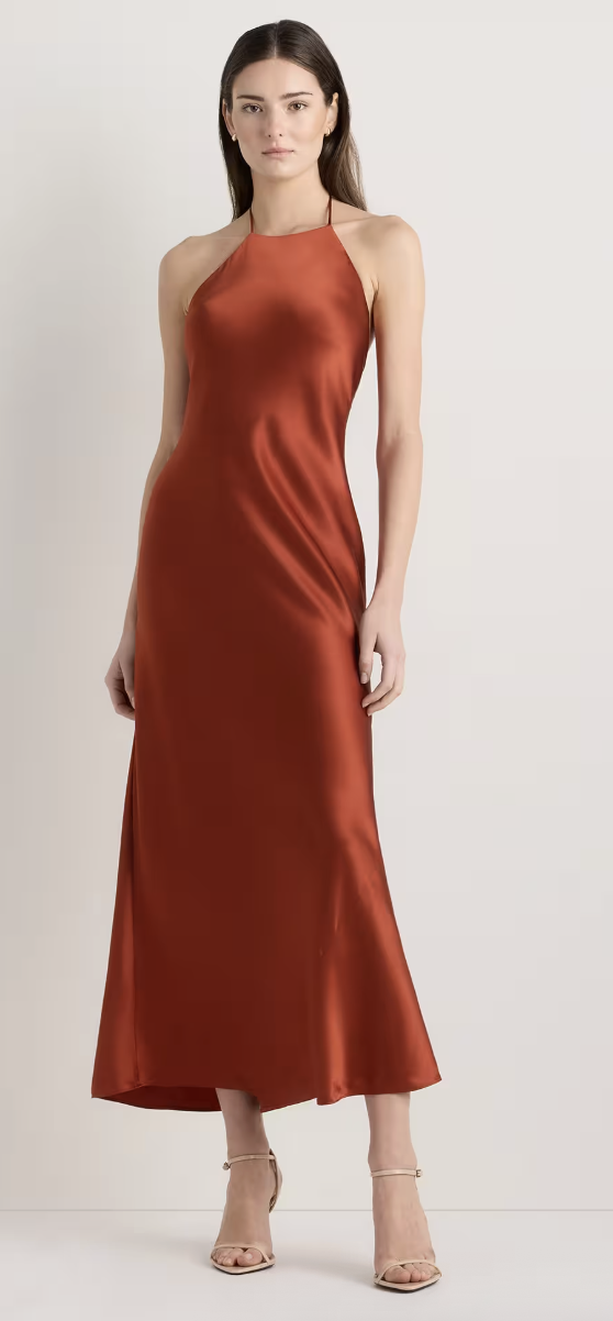 quince, 100% Washable Silk Halter Maxi Dress