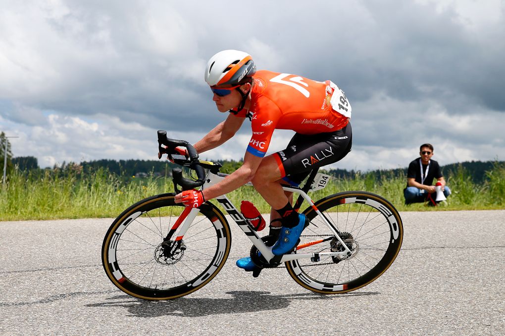 Rally UHC Cycling's Gavin Mannion spent the day in the breakaway hunting KOM points during stage 2 at Tour de Suisse