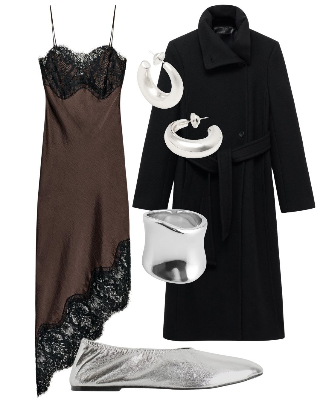 a collage showing high street party outfit ideas