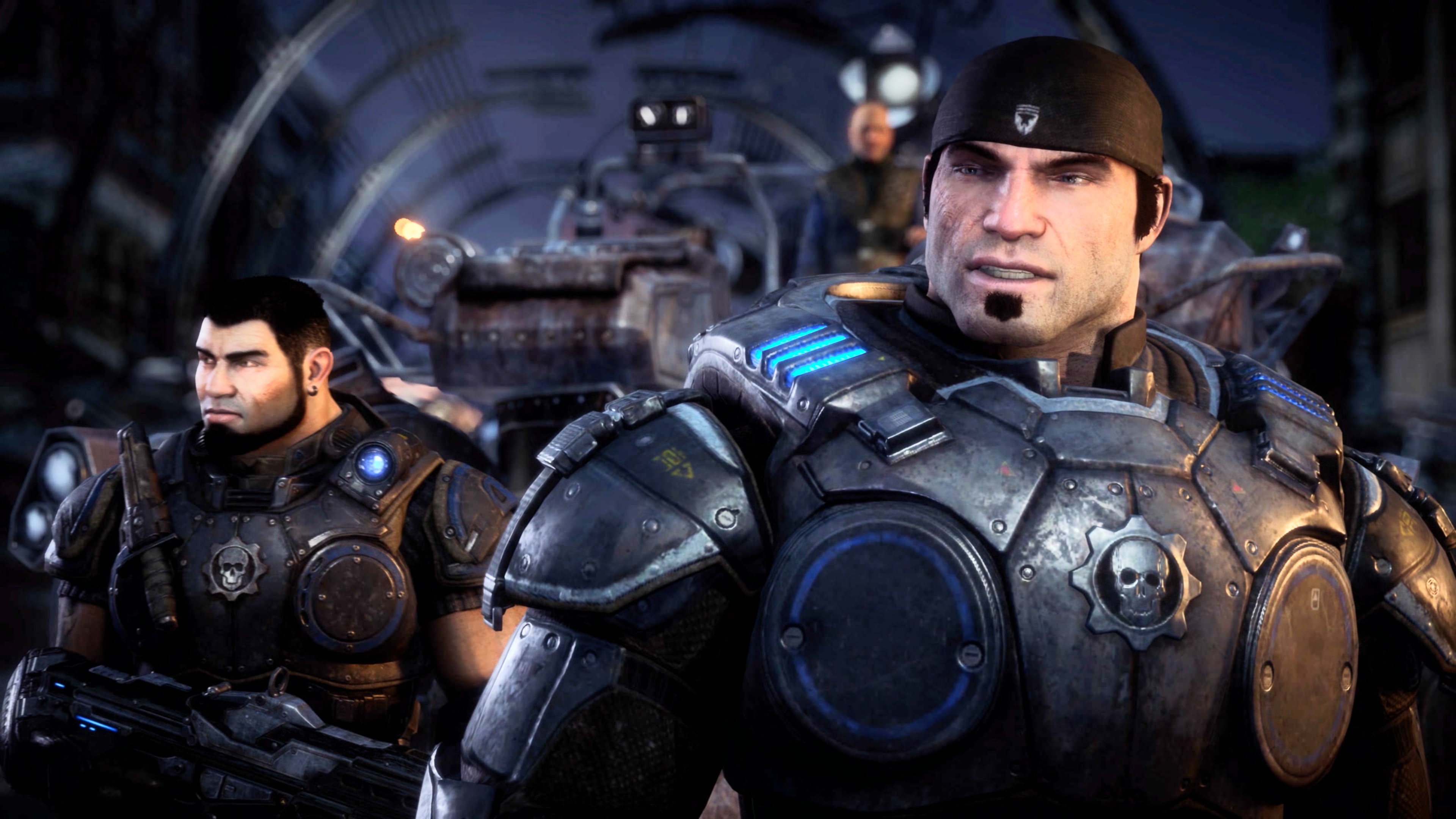 Marcus and Dom at night in Gears of War: Reloaded
