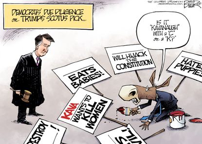 Political Cartoon U.S. Trump Supreme Court nominee Brett Kavanaugh Democrats