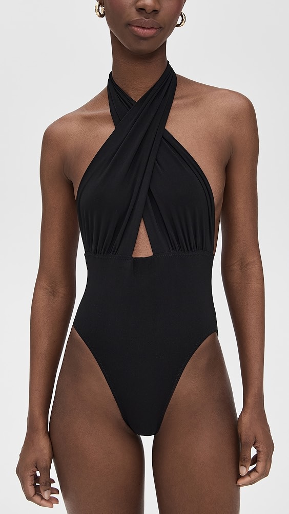 Norma Kamali Cross Halter Mio One Piece