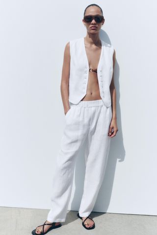 Zara, 100% Linen Vest ZW Collection