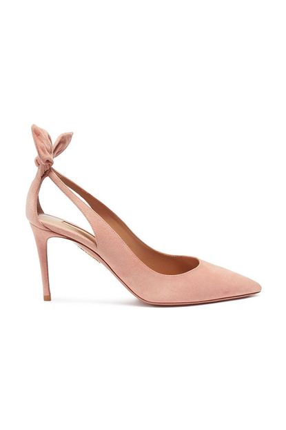 Aquazzura 'Deneuve' Bow Cutout Suede Pumps