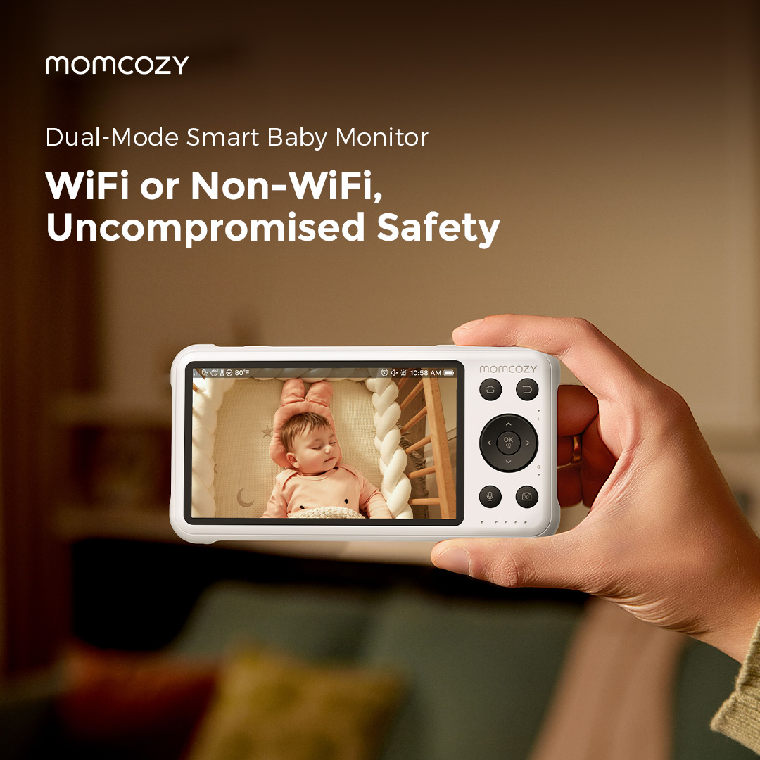 Momcozy Dual Mode Smart Baby Monitor works with or without Wi-Fi.