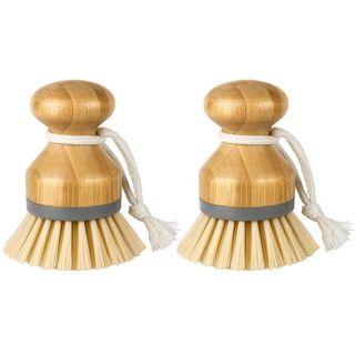 Mr.siga 2 Pcs Bamboo Dishwashing Brush Pots Pans Kitchen Sink Cleaning