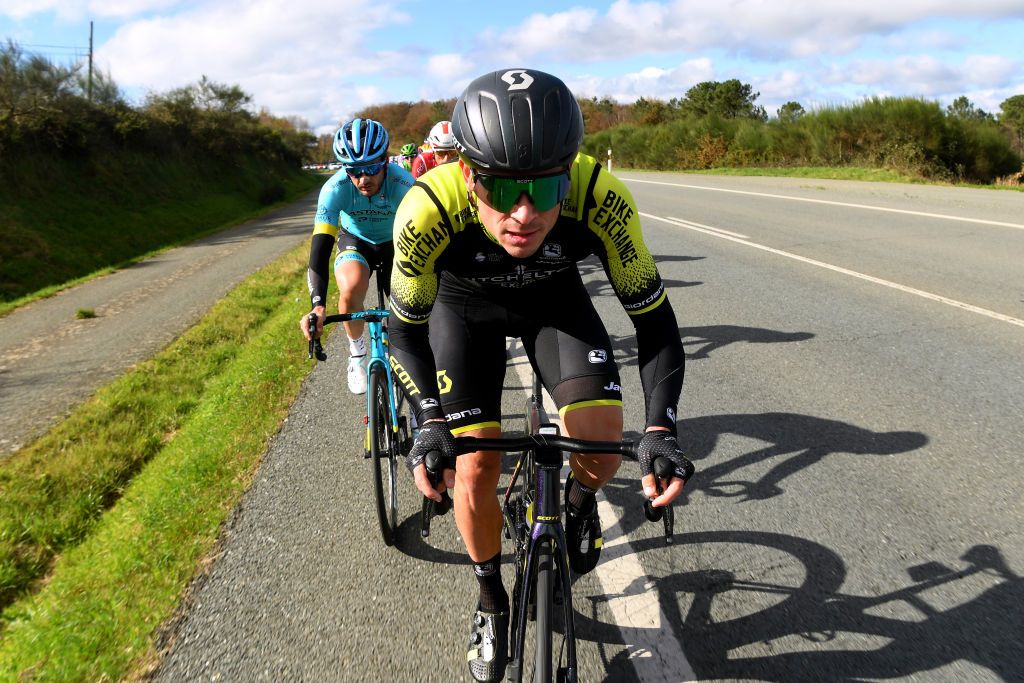 OURENSE SPAIN NOVEMBER 04 Alexander Edmondson of Australia and Team Mitchelton Scott Gorka Izagirre Insausti of Spain and Astana Pro Team during the 75th Tour of Spain 2020 Stage 14 a 2047km stage from Lugo to Ourense lavuelta LaVuelta20 La Vuelta on November 04 2020 in Ourense Spain Photo by David RamosGetty Images