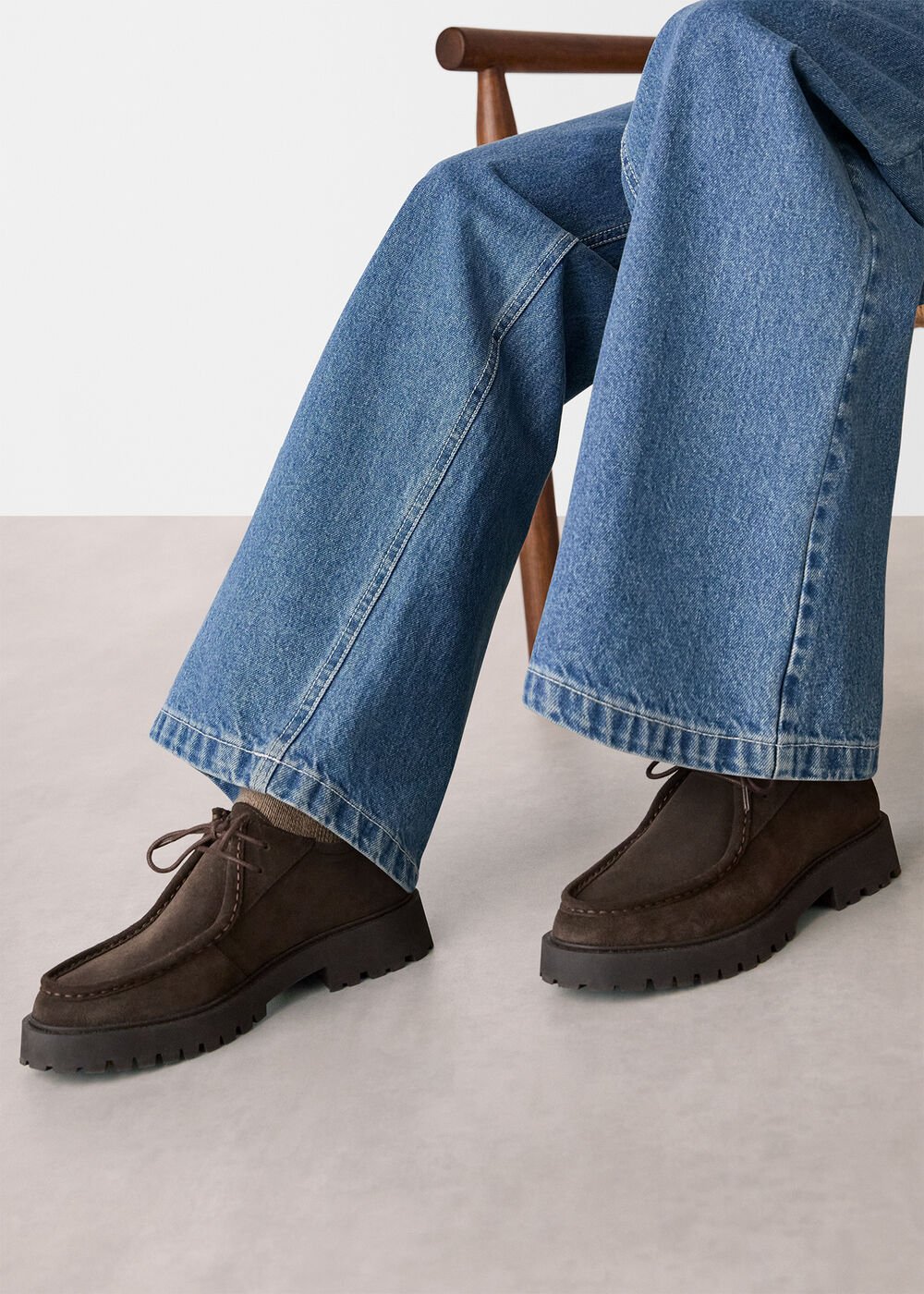 Chocolate Suede Chunky Lace Up Shoe