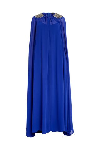 Marina Rinaldi Crystal-Embellished Cape Maxi Dress