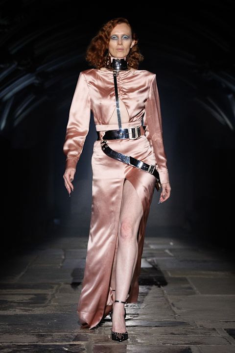Photo of model walking in the Alexander McQueen Spring Summer 2027 show.