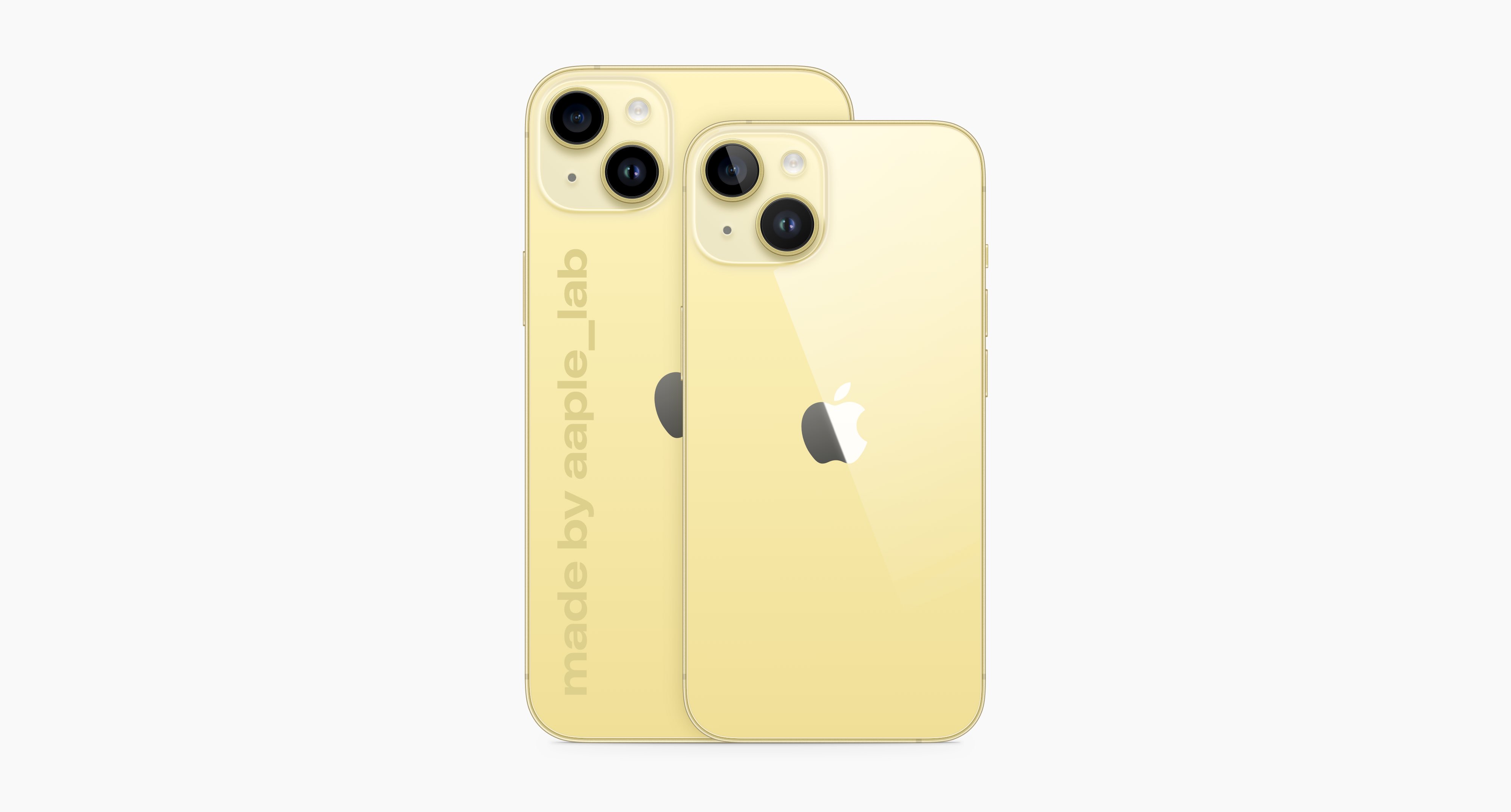Una maqueta amarilla del iPhone 14