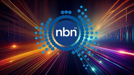 NBN Logo on a conceptual fiber optic cabling background