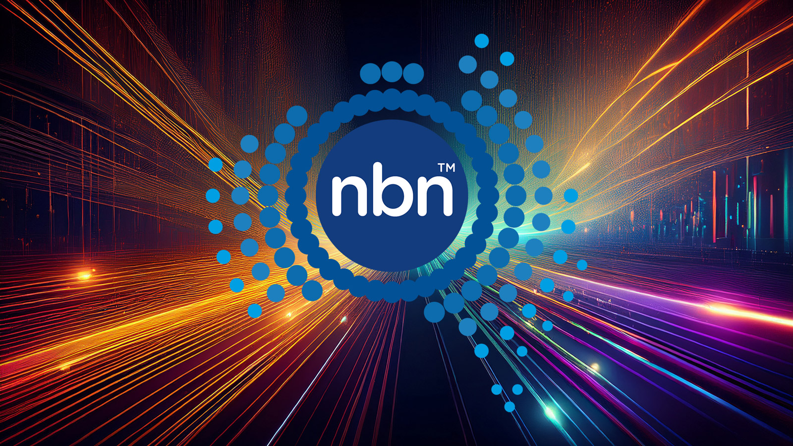 NBN Logo on a conceptual fiber optic cabling background