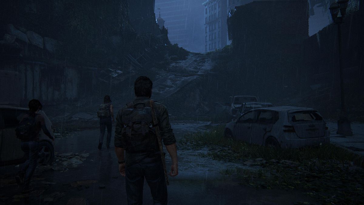 The Last of Us Part 1 Joel and Tess in the rain