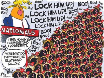 Political Cartoon U.S. Trump World Series Booed President Behavior
