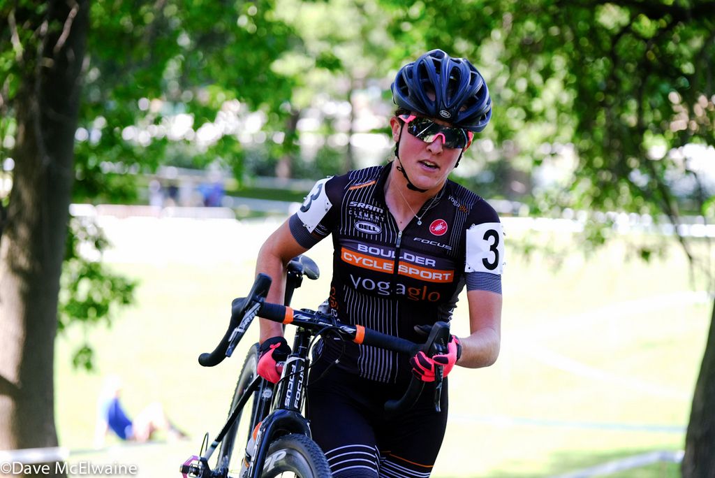 Amanda Miller (Boulder Cycle Sport) was doing well until she crashed and had to DNF