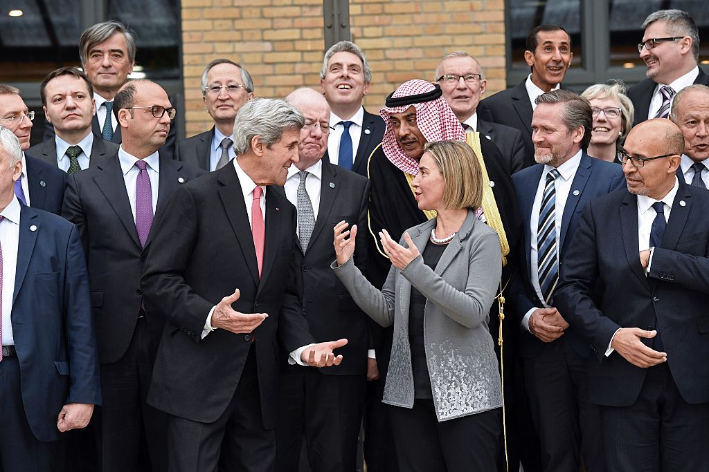 Secretary of State John Kerry meets with diplomats in Paris