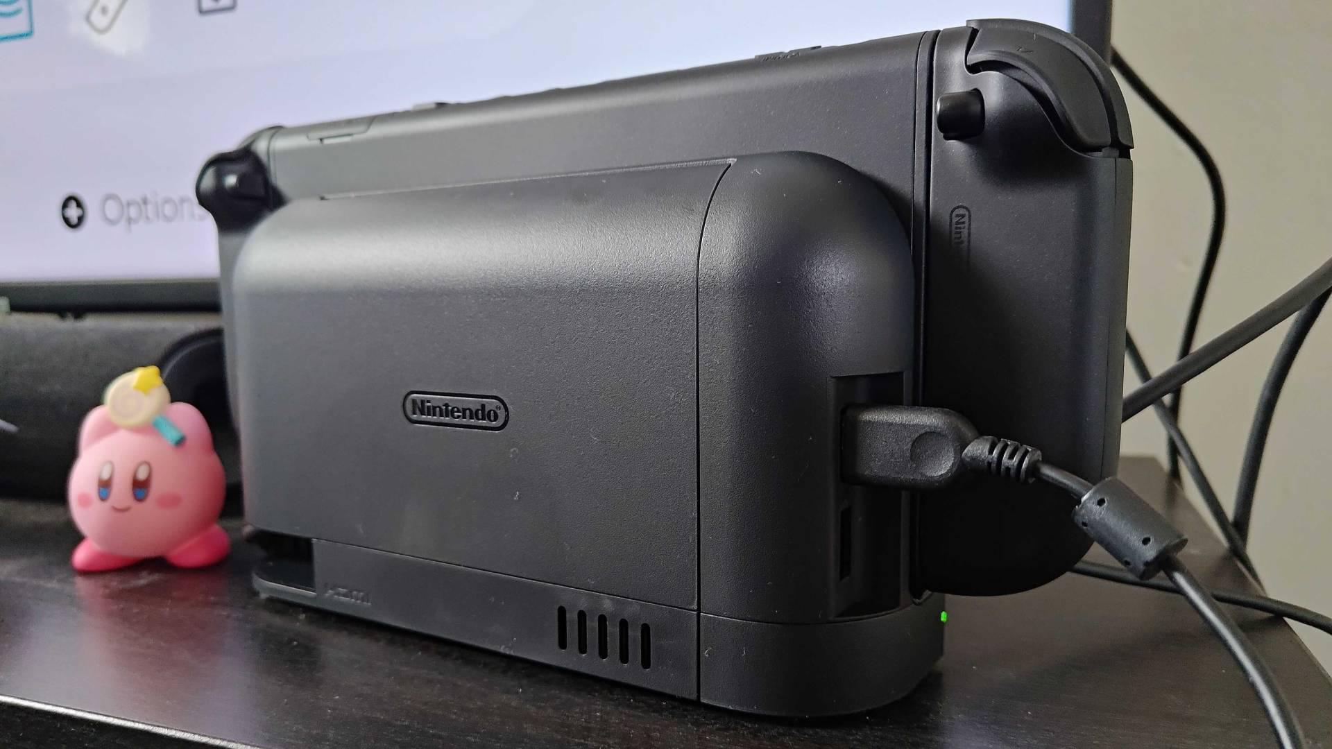Back view of Nintendo Switch 2 dock with USB-A Logitech C920 webcam connected.