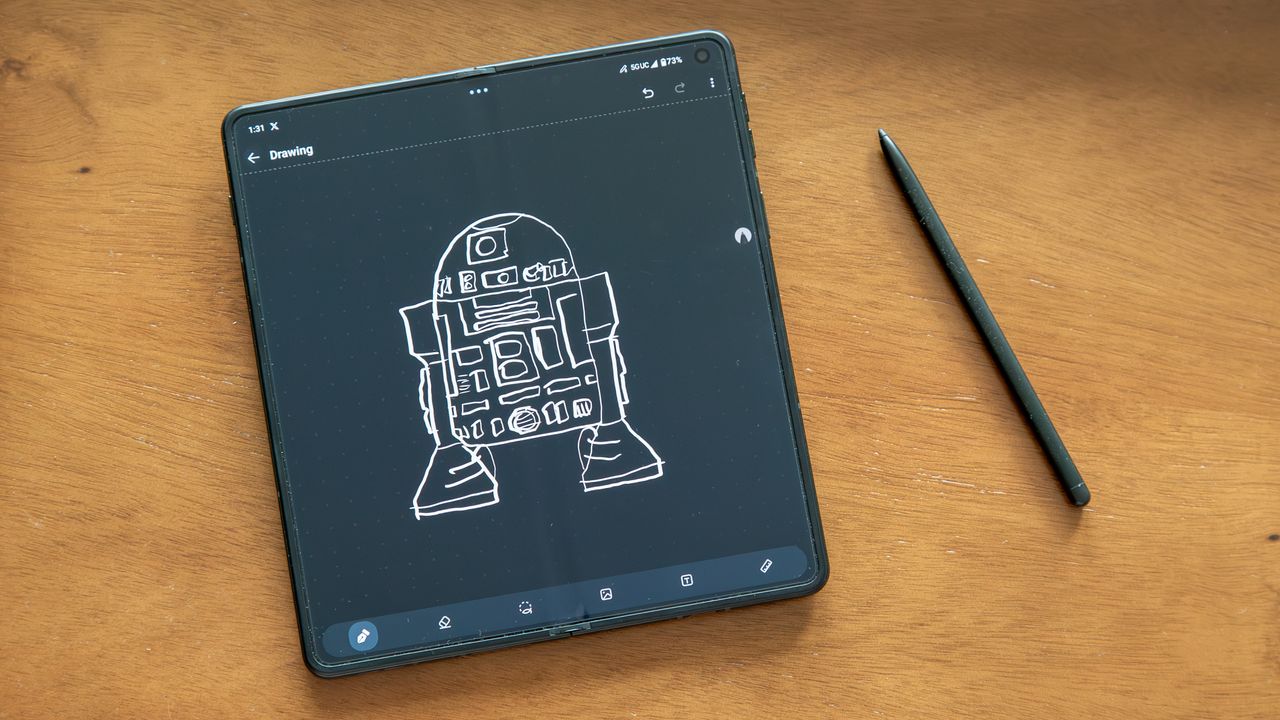 A drawing on the Motorola Razr Fold