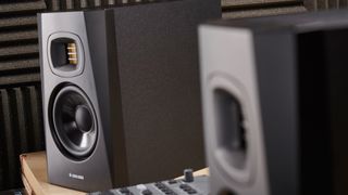 Close up of a pair of studio monitors