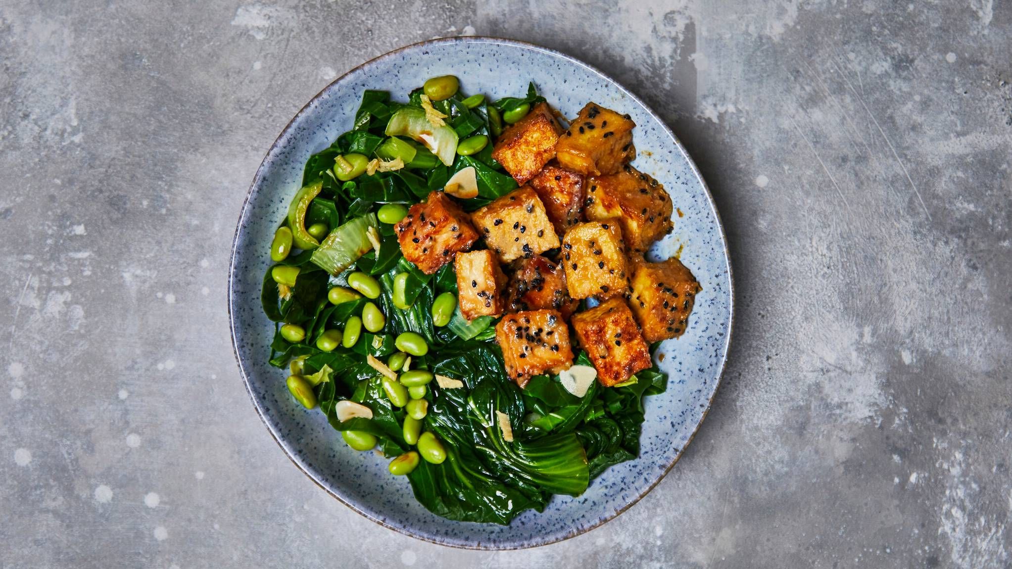 Joe Wicks' miso tofu with stir-fried ginger greens recipe