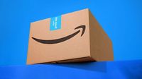 Amazon box with blue background