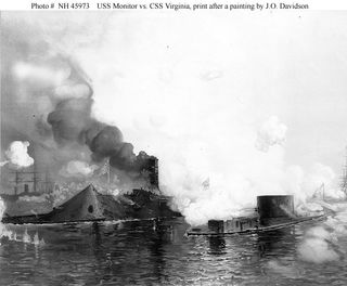 battle between USS Monitor and Virginia in 1862
