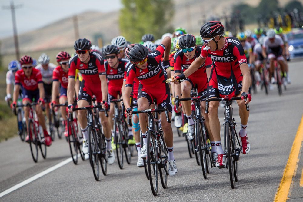 Lunch time on the front of the peloton