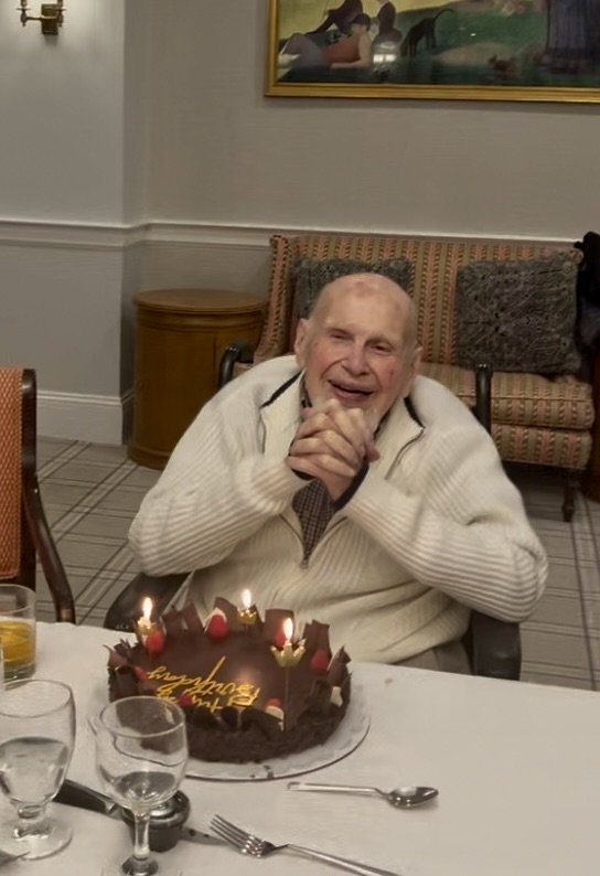 Samuel Bender on his 109th birthday with cake
