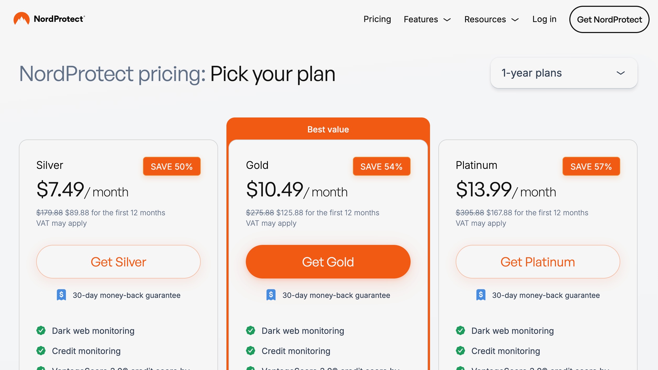 NordProtect pricing, July 2025
