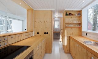 Wood cabin kitchen