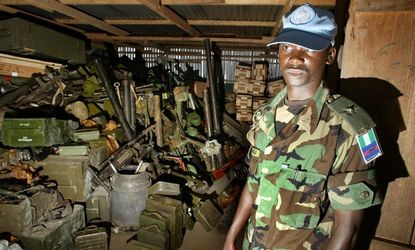 A cache of weapons in Nigeria: The arms treaty would make it more difficult for illicit arms to cross borders. 
