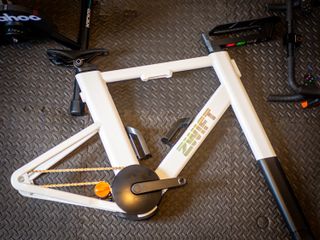 Close up details of the Zwift Ride indoor bike