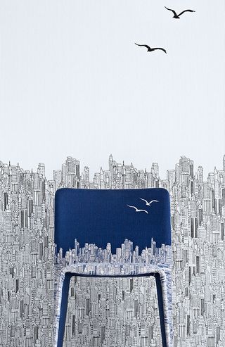 Chair featuring New York City skyline fabric print