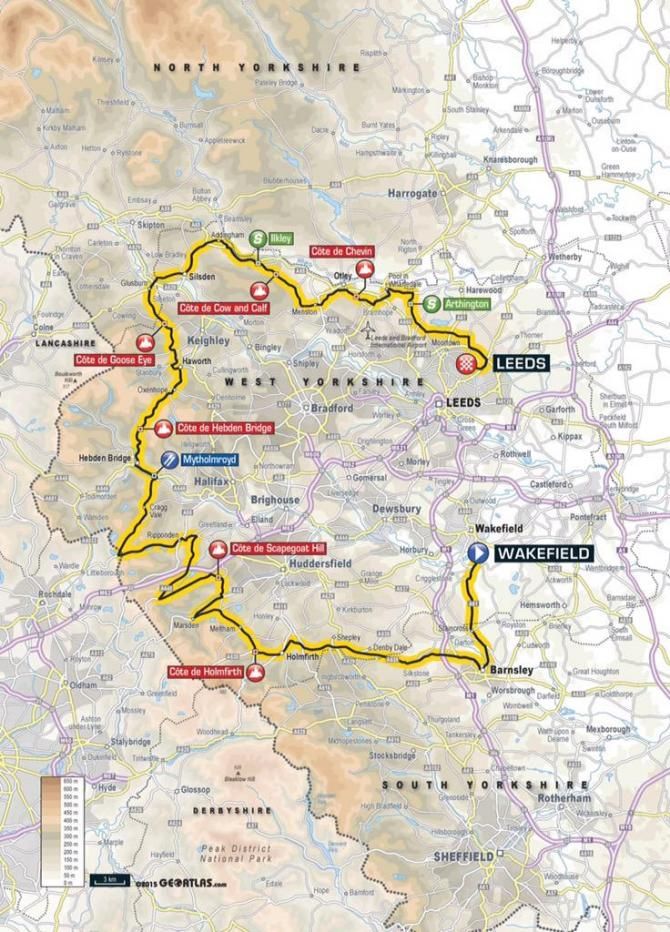 Stage 3 of the 2015 Tour de Yorkshire is from Wakefield to Leeds.